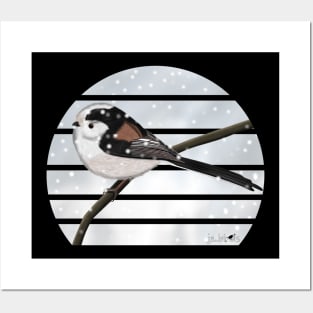 LongTailed Tit Winter Snow Bird Watching Birding Ornithologist Gift Posters and Art